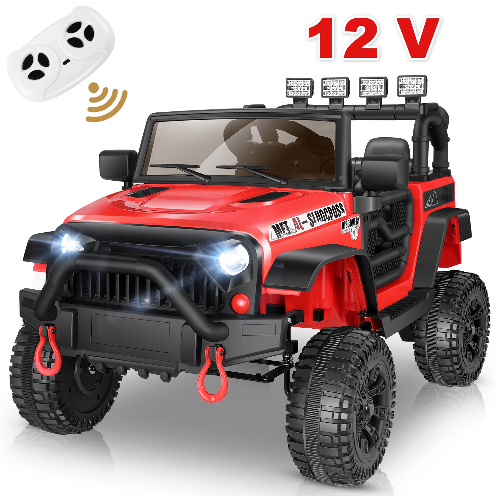 Farmdex 12V Kids Ride on Toys, Powered 4-Wheel Ride on Cars for Toddlers, Electric Car with Remote Control, Bluetooth, Music, MP3, LED Lights, 3 Speeds, Red