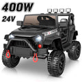 Farmdex 24 Volt Ride on Toys with Remote Control & Light Switch, 400W Ride on Cars Ride on Truck Car, Electric Car for Kids w/ Bluetooth, Music, Adjustable Seat Belts, Spring Suspension, 4 MPH, Black