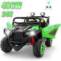 Farmdex 24 Volt 2 Seater Ride on Toys with Remote Control, 400W Powered Ride on Cars 7AH Electric Car w/ Bluetooth, Dashboard, Max Speed 4.4 MPH, Aged 3-8, Spring Suspension, Green