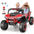 Farmdex 24V Ride on UTV Car for Kids, 5MPH 7AH 2 Seater Electric Powered w/ Remote Control, Bluetooth, LED Lights, Red