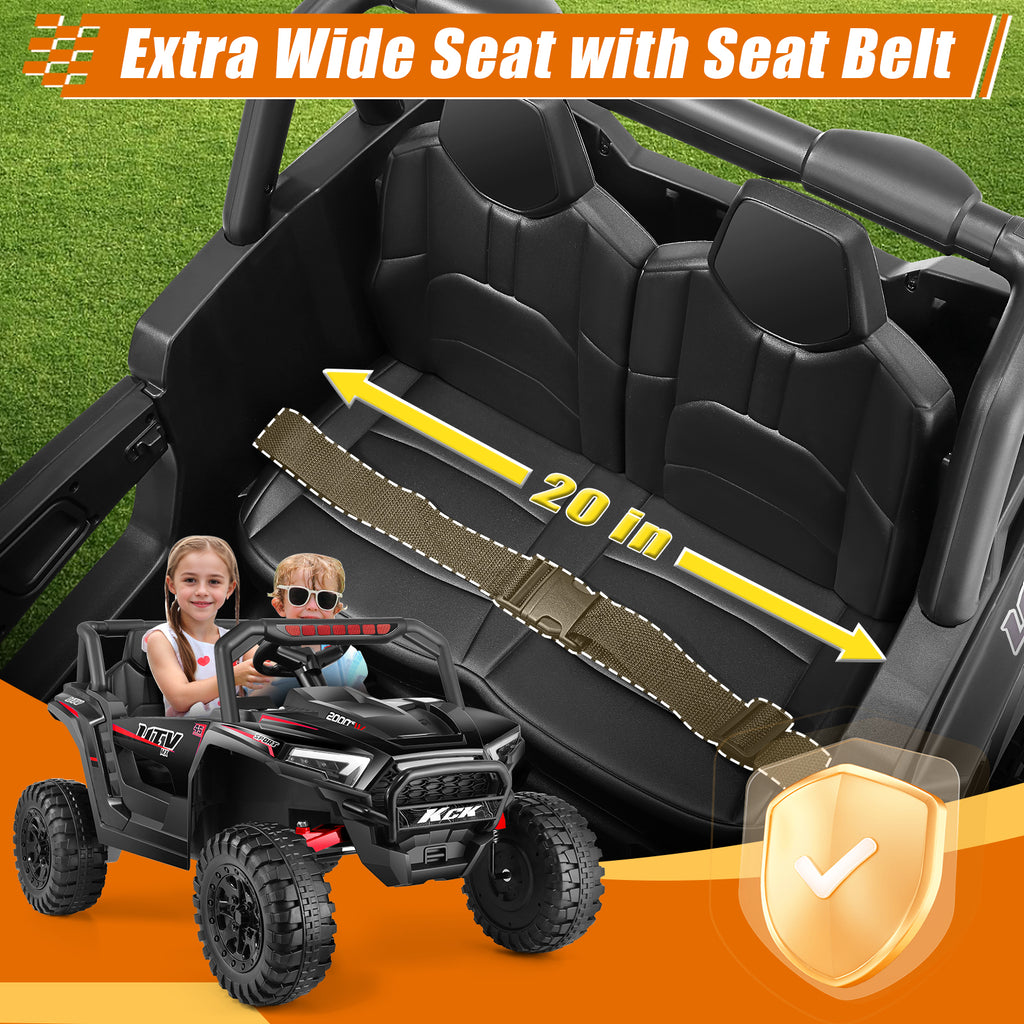 Farmdex 24V Ride on UTV Car for Kids, 5MPH 7AH 2 Seater Electric Powered w/ Remote Control, Bluetooth, LED Lights, Black