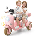 Farmdex 12V Kids Electric Motorcycle, 2 Seater Ride on Toys, 3 Wheel Ride on Motorcycle with Storage Box, USB, Music, LED Lights, Age 2+, Pink