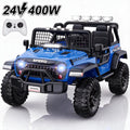 24V 2 Seater Electric Truck Car for Kids, Big Kids Cars To Drive Remote Control, Colorful Led Lights, 3 Speed, Bluetooth Music, Spring Suspension, Farmdex Ride On Toys Gift for Boys & Girls - Blue