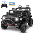 Farmdex 4WD 24V Ride on Cars with Remote Control, 2 XL Seaters, 9AH Electric Battery Powered Toys Car w/ 4 Wheels Spring Suspension, Bluetooth Music, LED Lights, 3 Speeds, Black